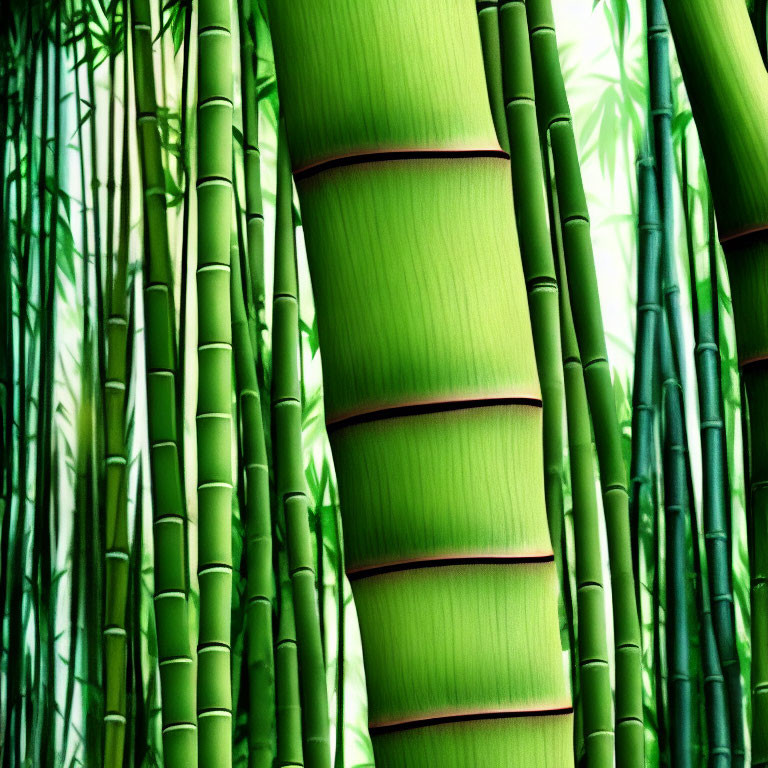 Lush Bamboo Forest with Vibrant Green Stalks