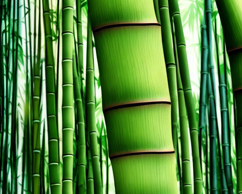 Lush Bamboo Forest with Vibrant Green Stalks