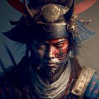 Colorful Stylized Samurai Artwork with Intricate Armor