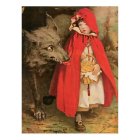 Girl in Red Hood with Wolf, Cat, and Floral Backdrop