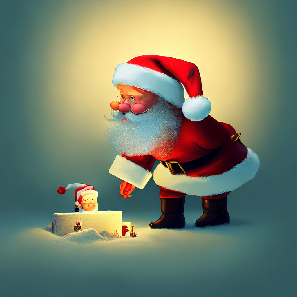 Recursive Santa Claus Visual Illusion Display