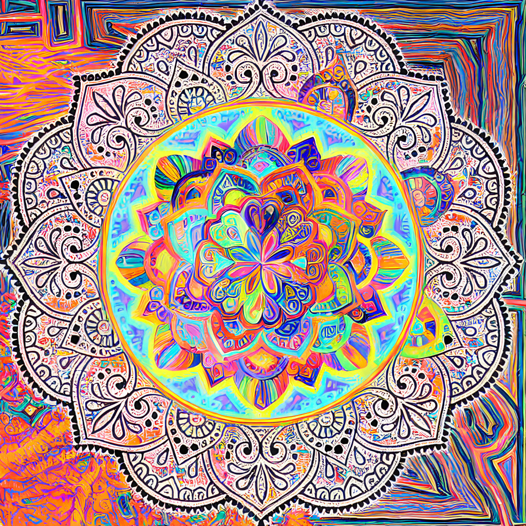 Colorful Psychedelic Mandala with Detailed Patterns