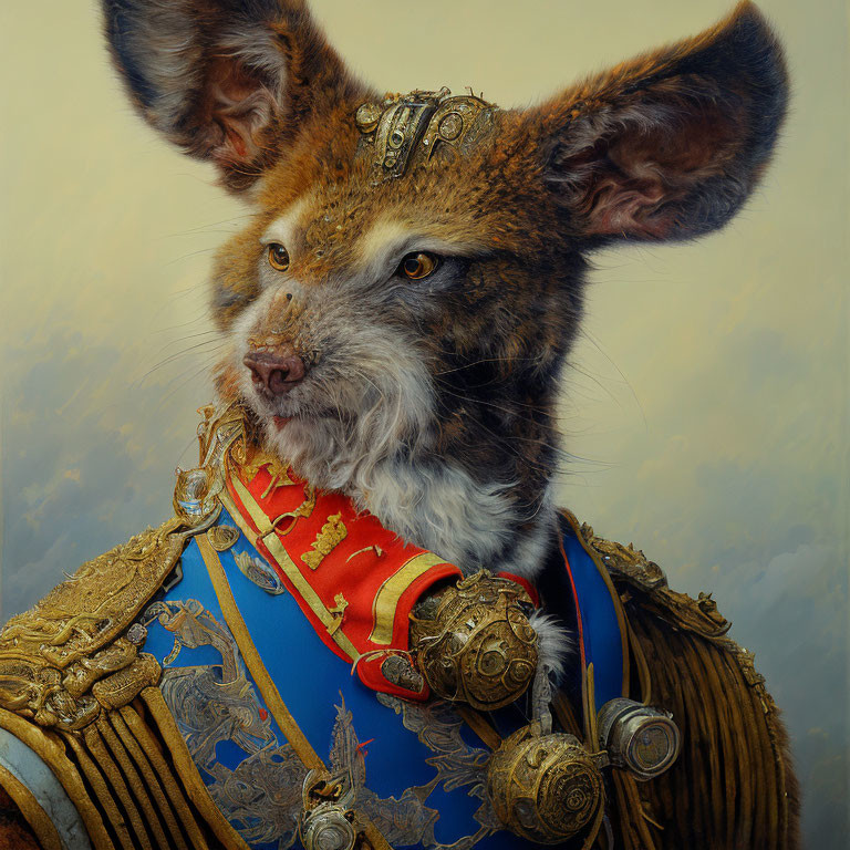 Anthropomorphic Fox in Military Regalia Personifying a Historical Commander