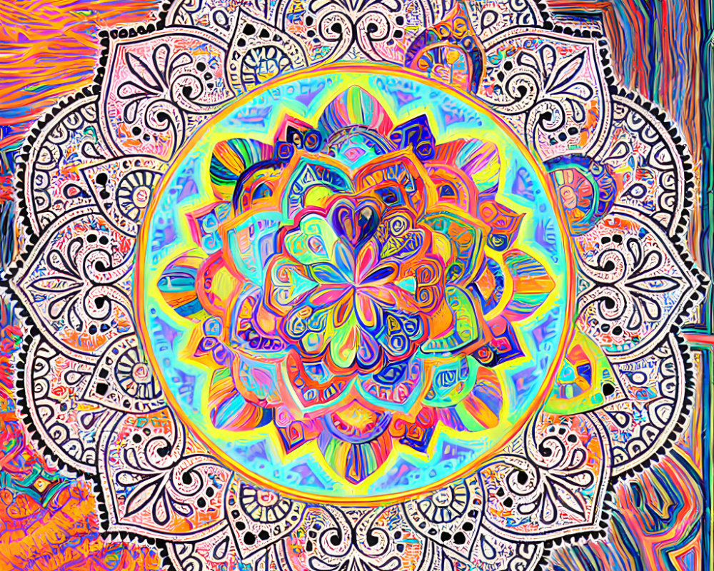 Colorful Psychedelic Mandala with Detailed Patterns