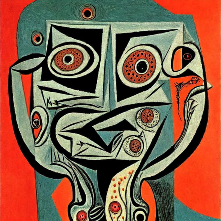 Colorful Cubist-Style Abstract Painting of Distorted Face