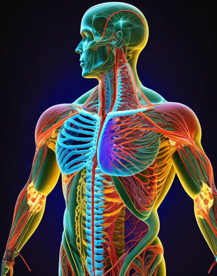 Detailed 3D Illustration of Human Muscular and Skeletal Systems