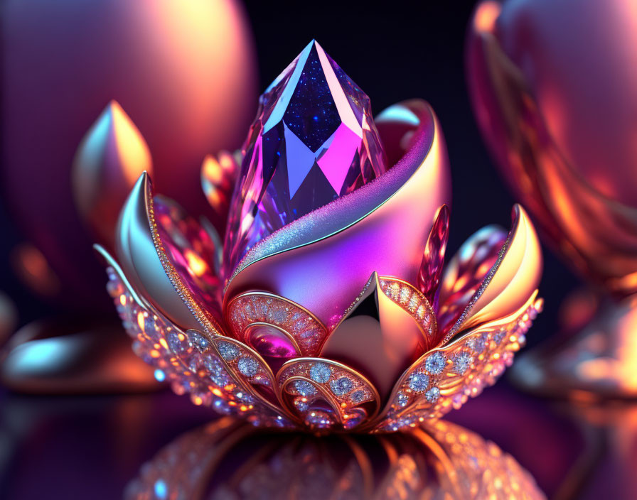 Majestic golden crown with purple gemstone centerpiece