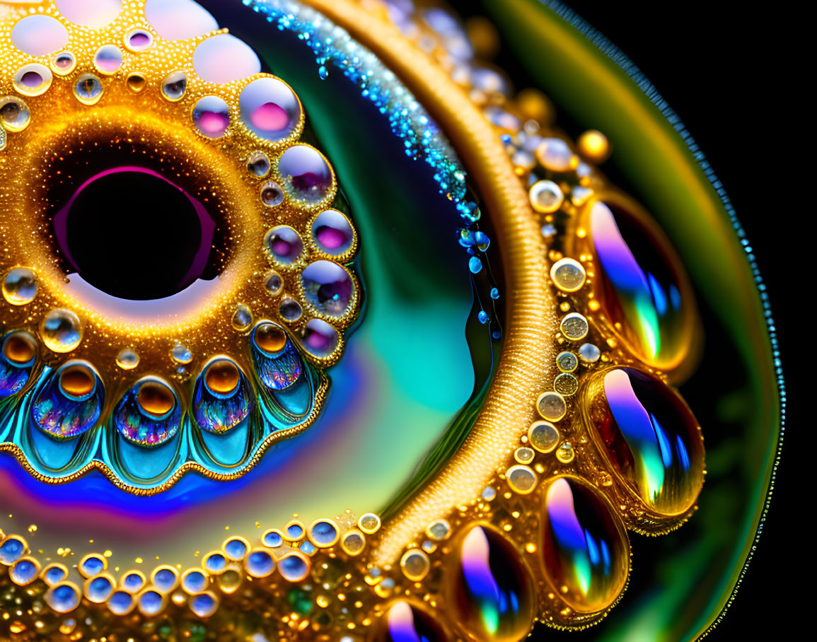 Colorful Soap Bubble Macro Photography: Psychedelic iridescent patterns and intricate details captured in vibrant