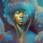 Surreal portrait of woman with marine life and coral elements in hair