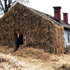 Thatched Roof Cottage Surrounded by Colorful Gardens