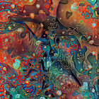 Colorful Psychedelic Female Profile Artwork with Floral and Peacock Motifs