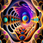 Colorful Psychedelic Fractal Design of Swirling Tunnel