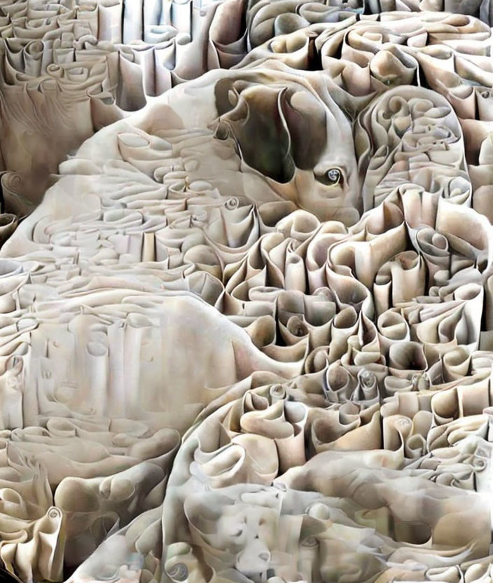 Surreal melting bull-like figure in distorted image