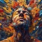 Colorful artistic representation of a man with vibrant paint splatters