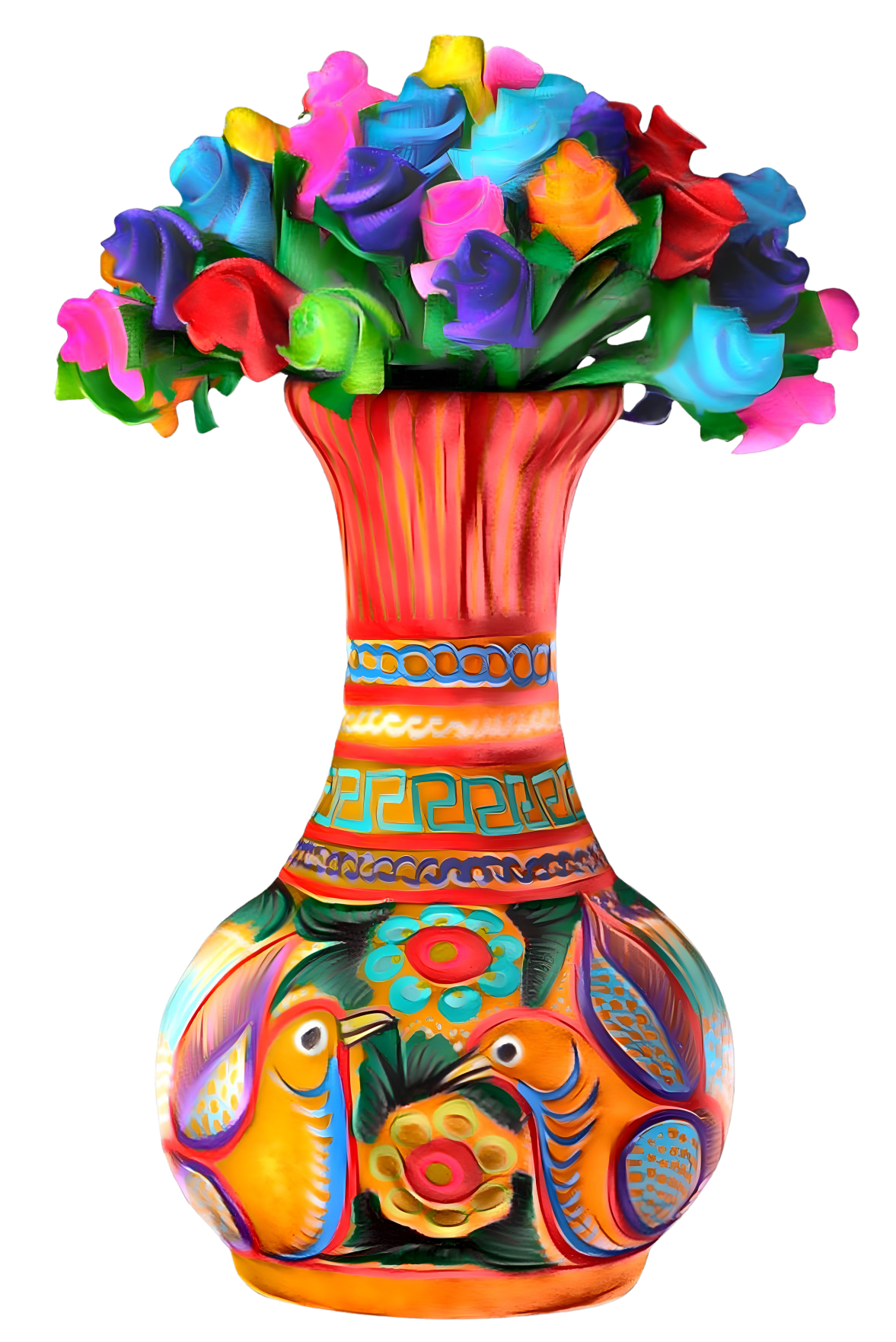 Mexican vase and flowers.