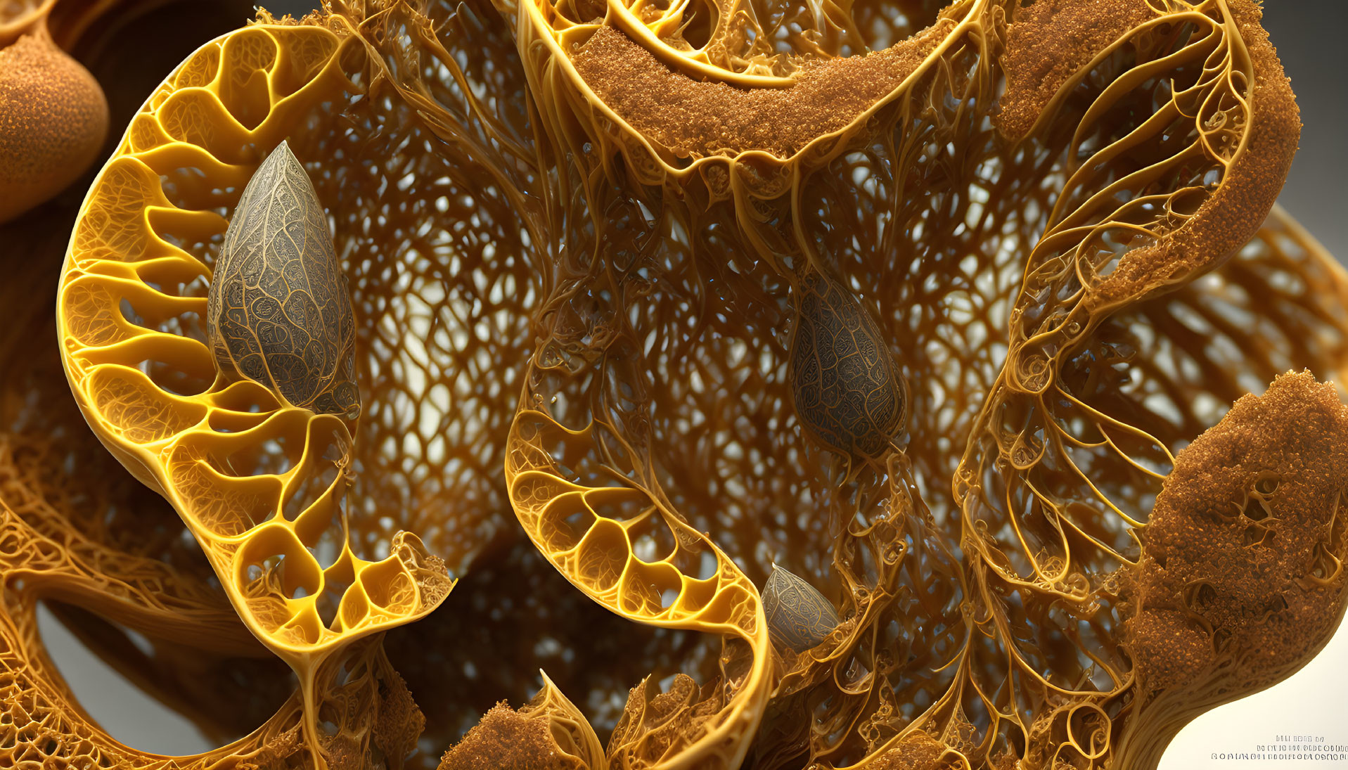 Detailed Organic Fractal Patterns in Warm Brown and Yellow