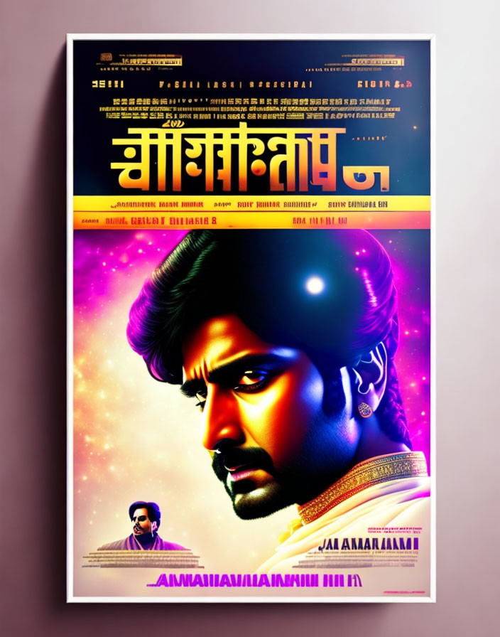 Colorful Movie Poster Featuring Male Figure Against Cosmic Background