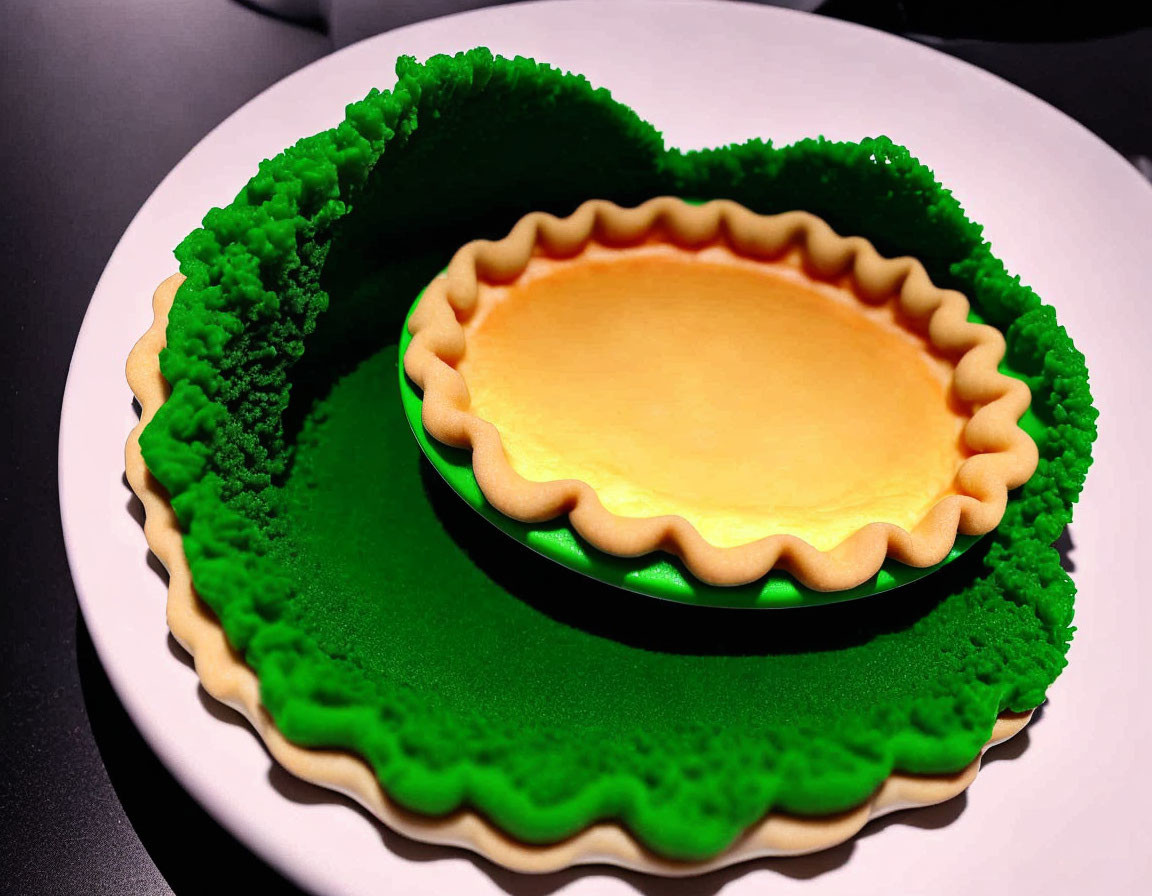 Green Silicone Pie-Shaped Baking Mold on White Surface