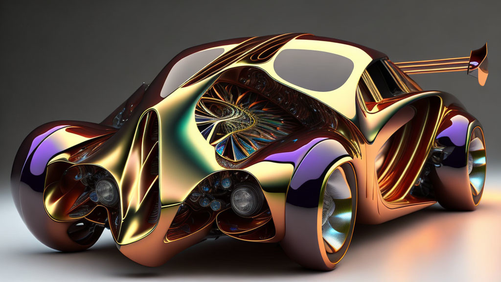 Sleek Organic Design Futuristic Concept Car Multicolored Finish