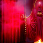 Elegant Red Velvet Curtains and Golden Accents on Stage