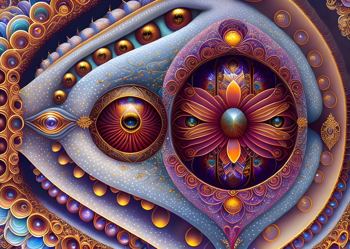 Colorful Psychedelic Digital Artwork of Stylized Cat with Heart-Shaped Nose