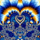 Symmetrical Peacock Motif Digital Art with Floral Patterns