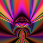 Colorful digital artwork: meditative figure, lotus motifs, radiant colors, symmetrical patterns.