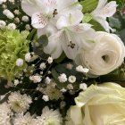 Creamy White and Pink Flower Bouquet with Greenery