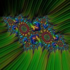 Intricate Floral Fractal Design in Green and Blue