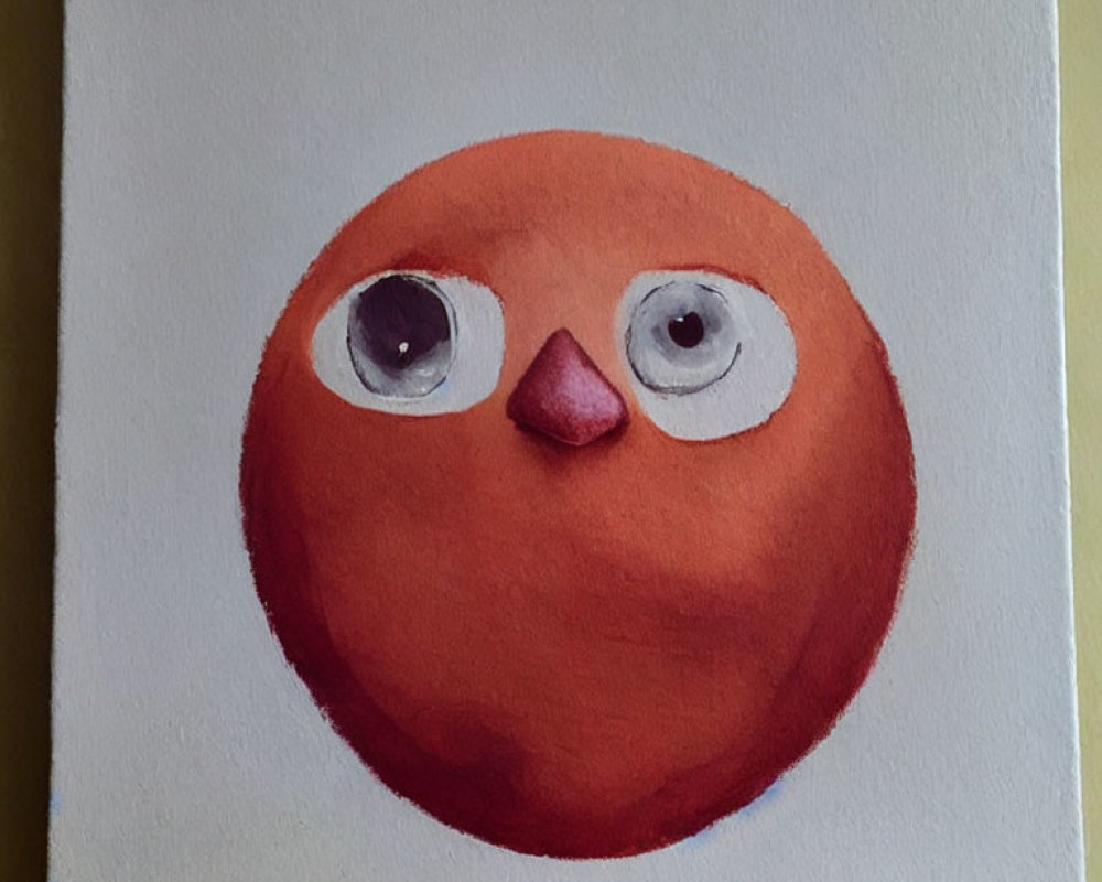 Whimsical round red character with white eye and pink nose