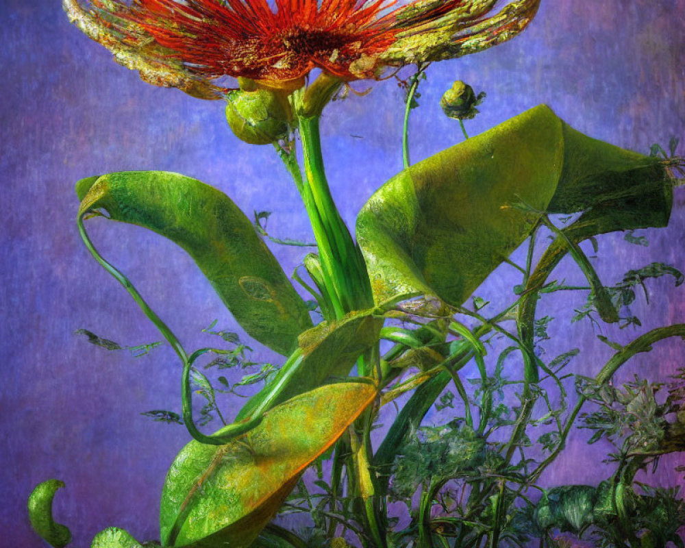 Detailed Close-Up of Vibrant Flower with Textured Background