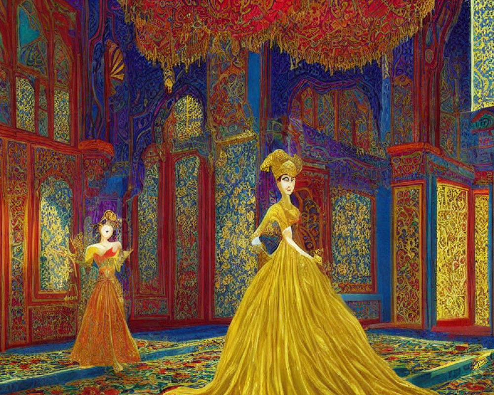 Luxurious Palace Scene with Elegant Animated Characters