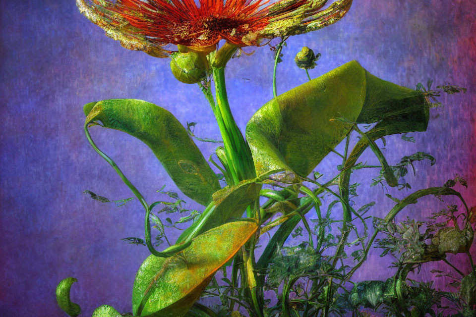 Detailed Close-Up of Vibrant Flower with Textured Background