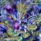 Mystical forest digital artwork with purple foliage and glowing mushrooms