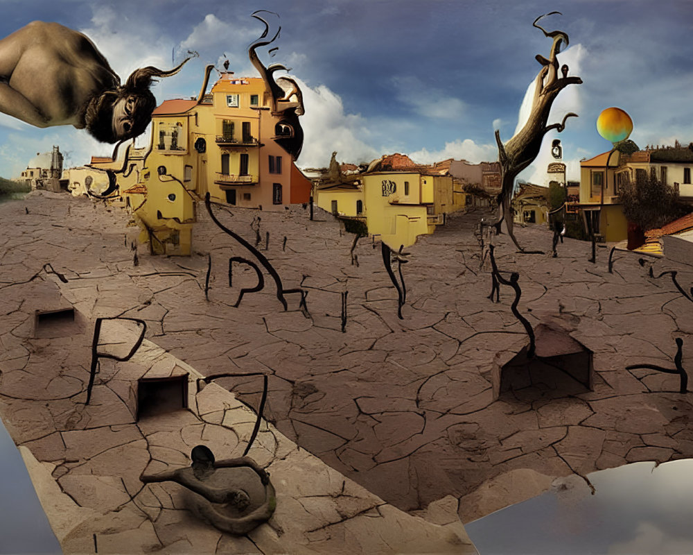 Surreal Salvador Dali-inspired melting landscape with dreamlike motifs