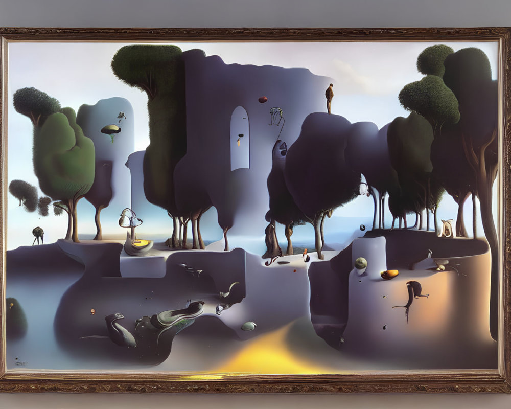 Surrealistic Painting: Anthropomorphic Trees, Floating Islands, Distorted Perspectives