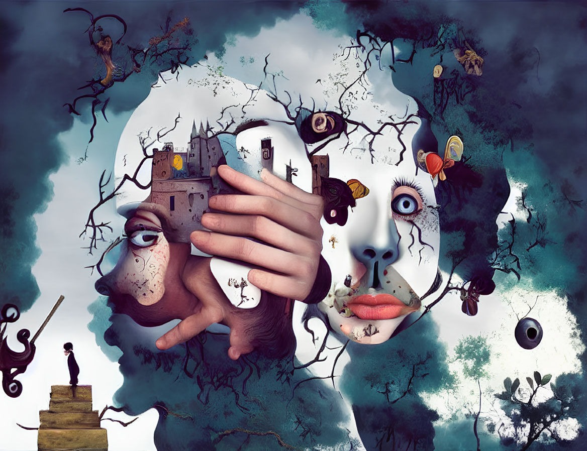 Surreal Artwork: Faces, Landscapes, Castle, Creatures, Dreamlike Elements