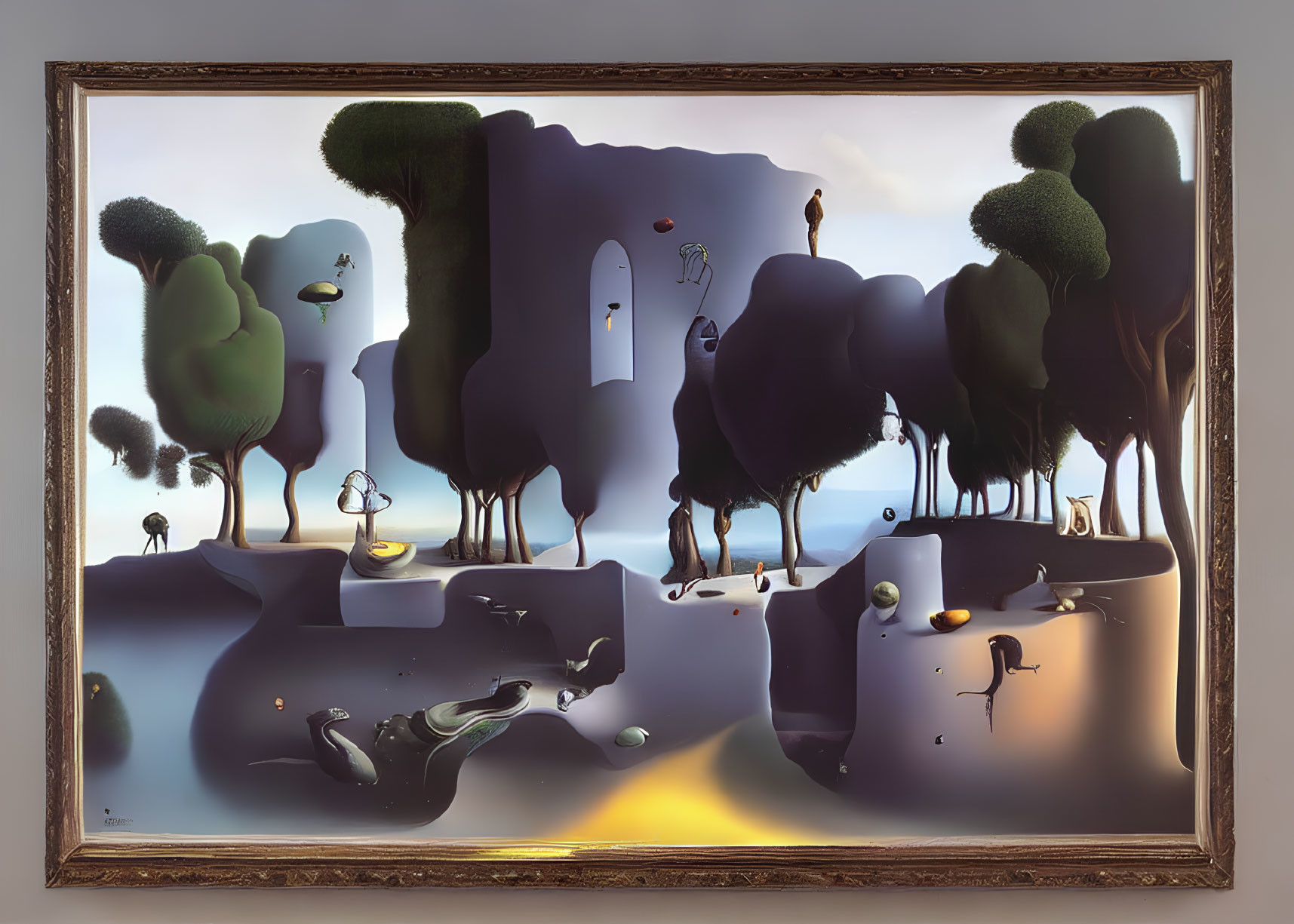 Surrealistic Painting: Anthropomorphic Trees, Floating Islands, Distorted Perspectives