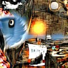 Surreal landscape with melting clocks and large eye