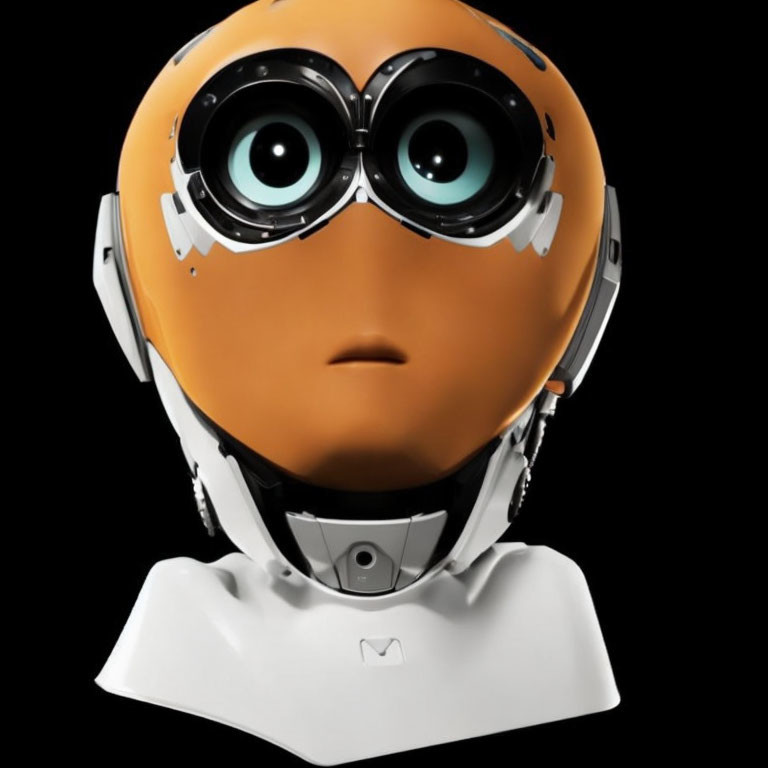 Orange and White Robot with Large Expressive Eyes
