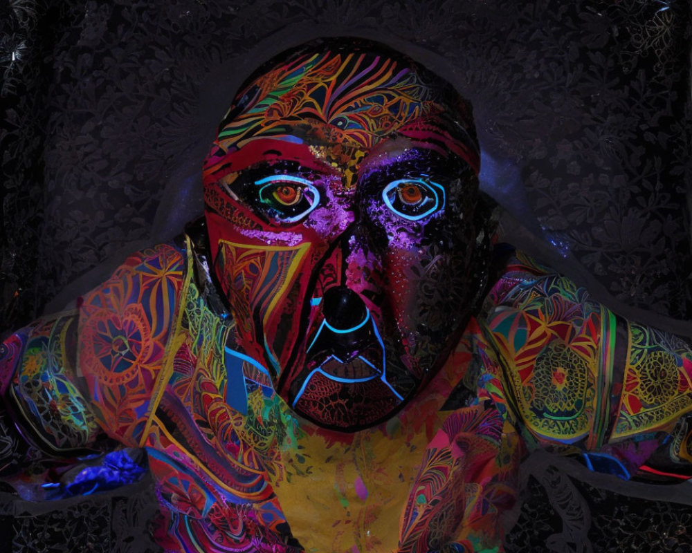 Colorful Psychedelic Portrait with Dark Background