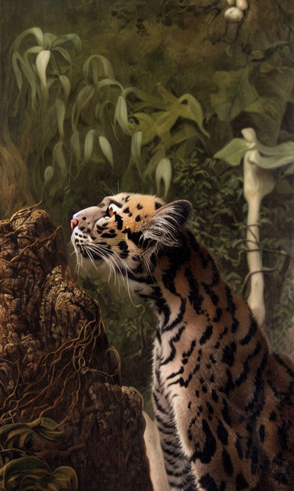 Distinctive Clouded Leopard in Lush Forest Setting