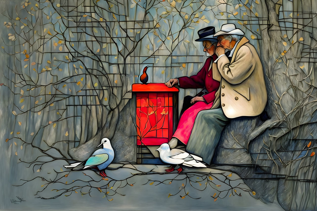 The old couple and the doves (2)