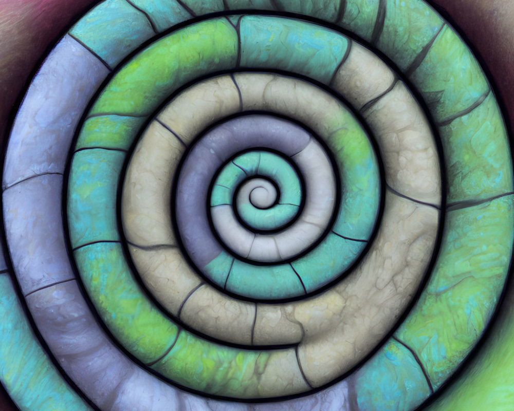 Detailed Close-Up of Iridescent Spiral Pattern Shell Texture