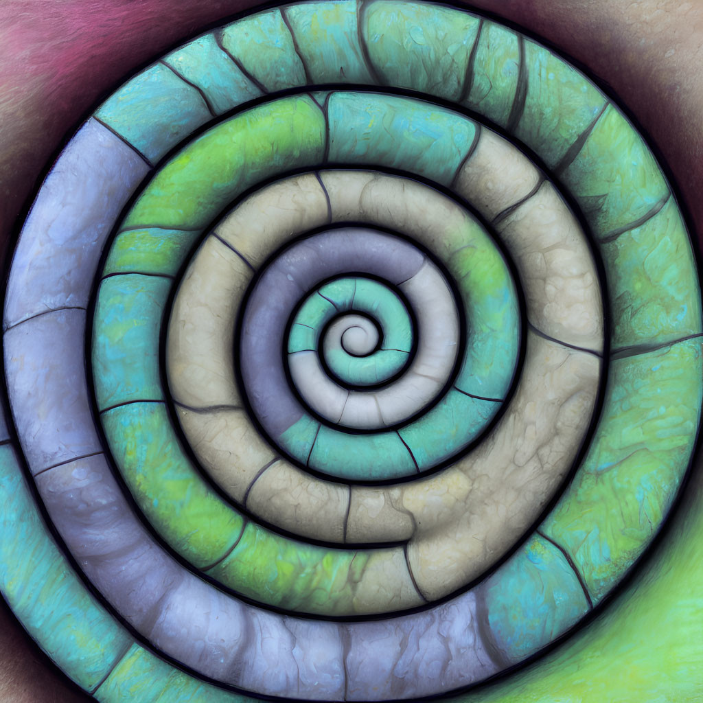 Detailed Close-Up of Iridescent Spiral Pattern Shell Texture