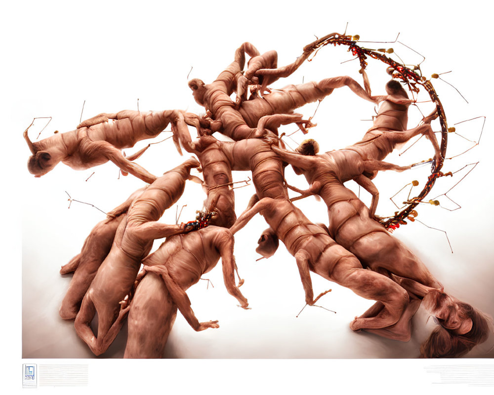 Abstract digital artwork: Human figures contorted into tree-like structure