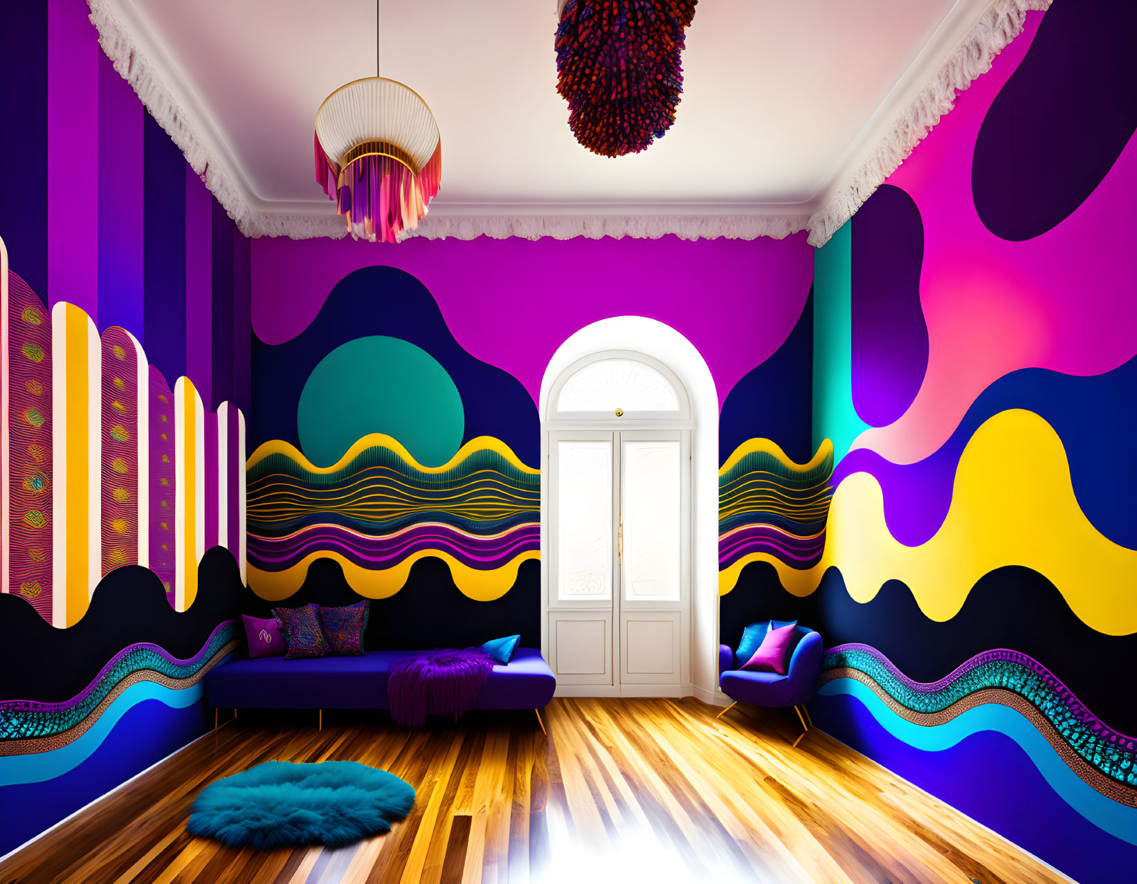 Colorful Abstract Wall Art in Modern Room