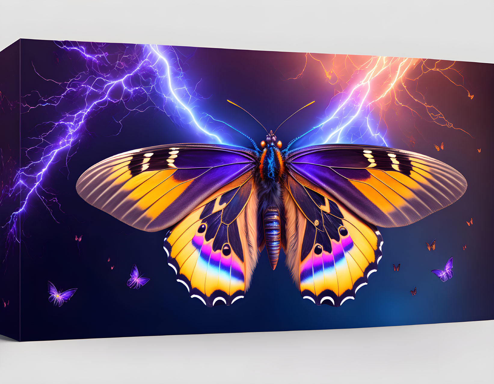 Detailed Butterfly Art on Electric Purple Background