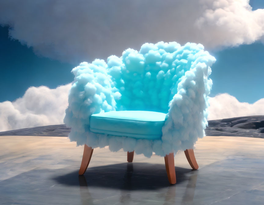 Turquoise Seat Armchair with Fluffy Cloud Design