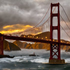 Colorful illustration of Golden Gate Bridge with psychedelic patterns